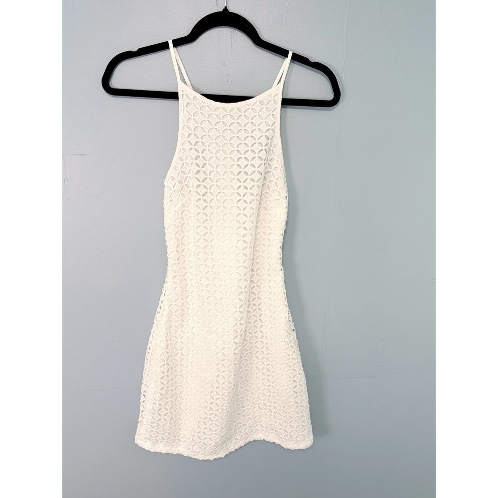 Saints + Secrets White Lace Mini Dress Size S Small NWT Selfie Leslie Open Back - Picture 2 of 13